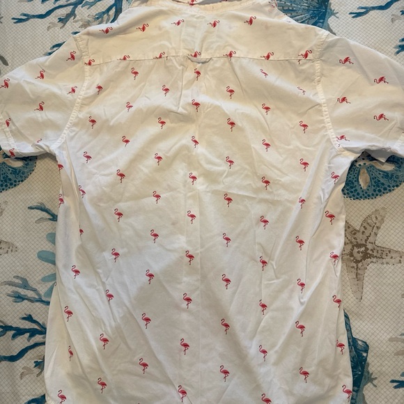 Denim Flower Flamingo Shirt Mens Medium Slim Fit - Picture 5 of 5